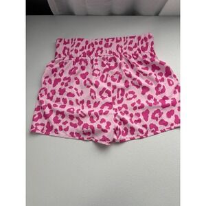 Leopard Print Lounge Shorts Elastic Waist Comfy Casual Pink Size L